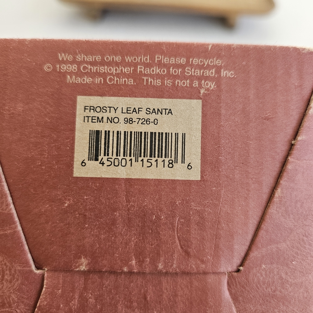 Christopher Radko Woodland Winds Frosty Leaf Santa Ornament 1998 Vintage - Picture 14 of 14